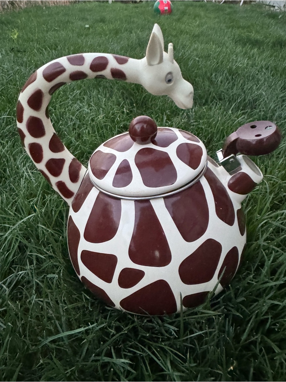 Unique Giraffe Pattern Ceramic Teapot - Brown and Cream